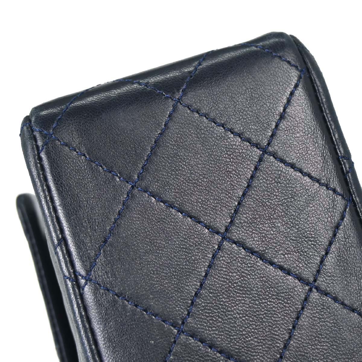 Chanel 1989-1991 Navy Lambskin Double Flap Medium Shoulder Bag
