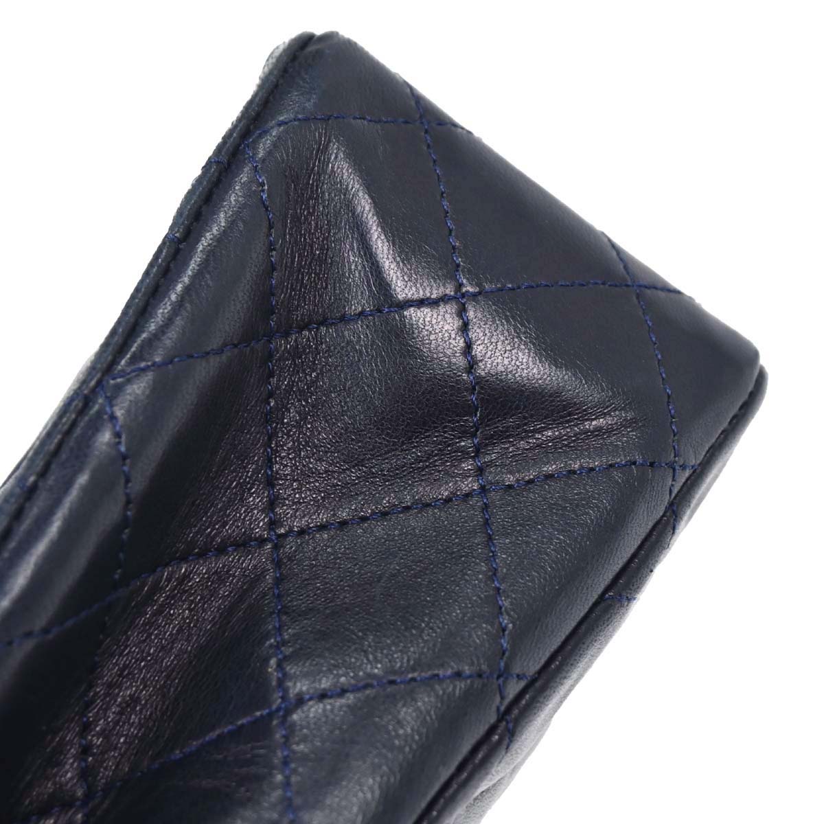 Chanel 1989-1991 Navy Lambskin Double Flap Medium Shoulder Bag