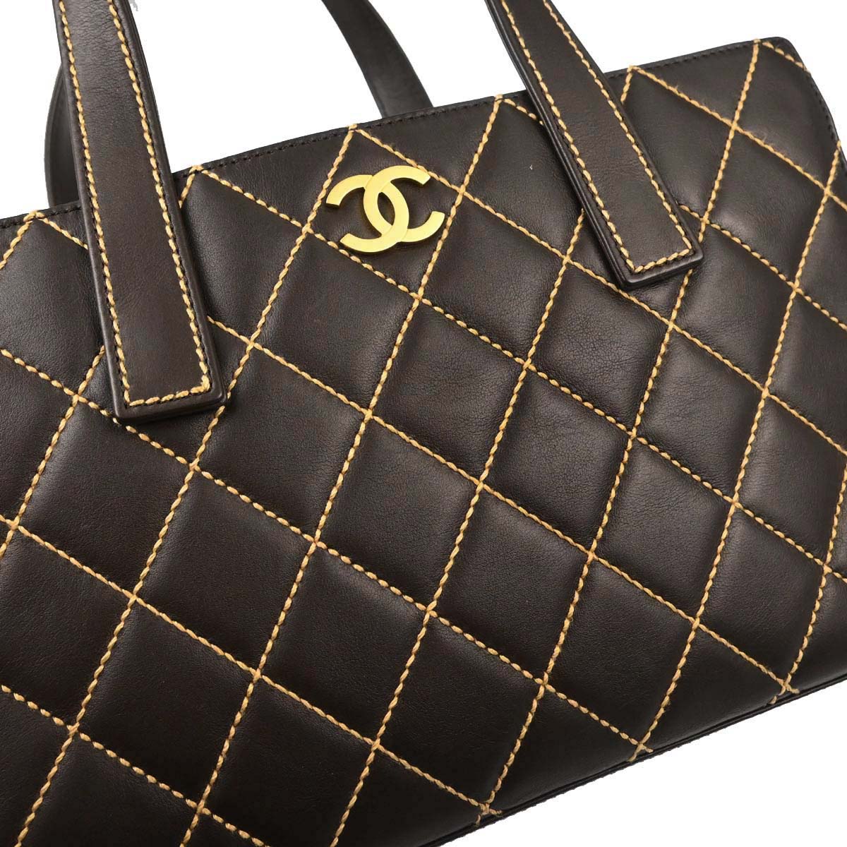 Chanel 2005-2006 Brown Calfskin Wild Stitch Handbag
