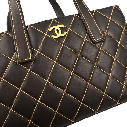 Chanel 2005-2006 Brown Calfskin Wild Stitch Handbag
