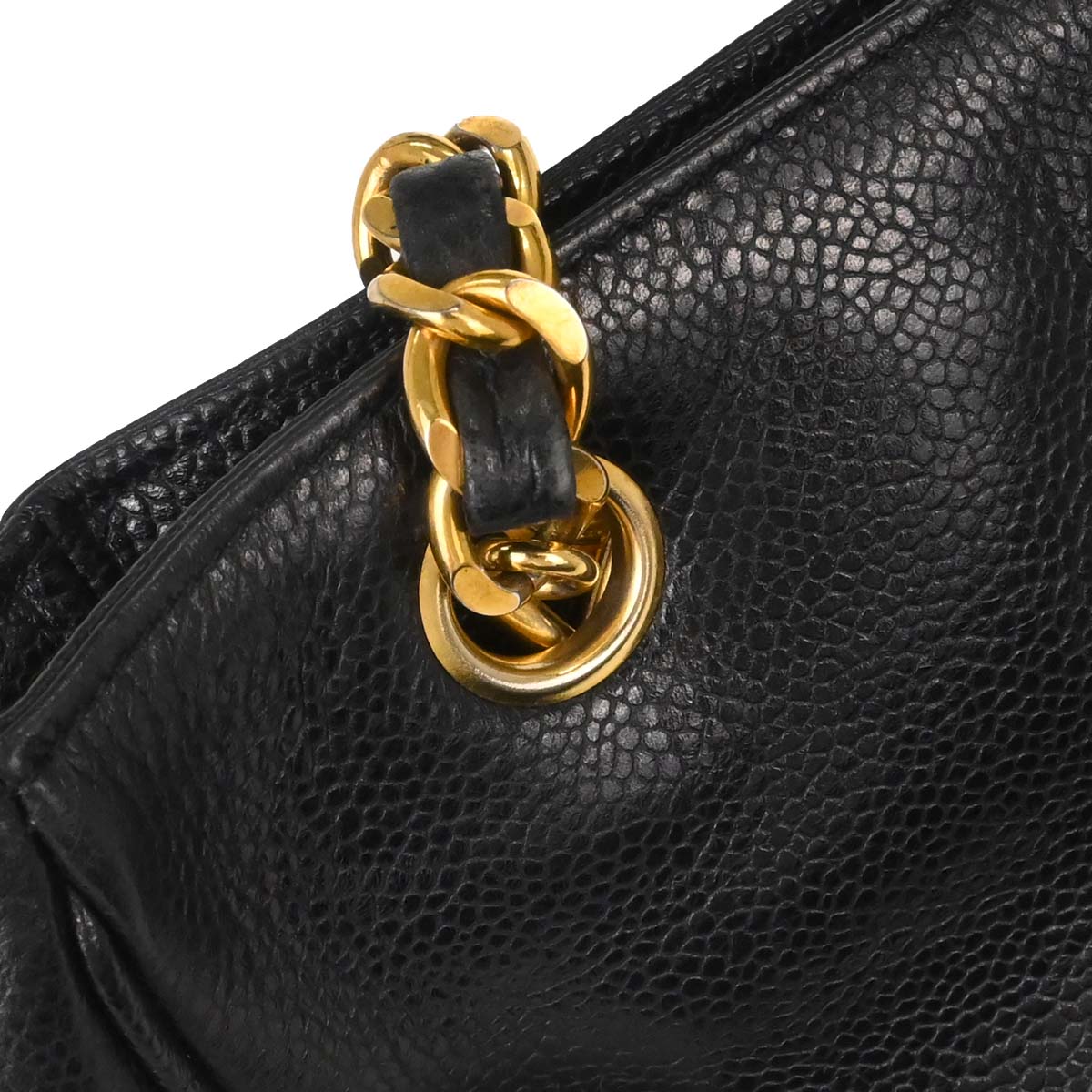 Chanel Black Caviar Skin Triple CC Shoulder Tote Bag