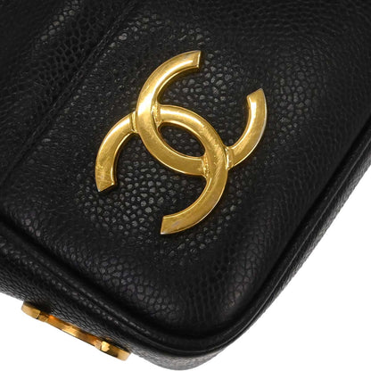 Chanel Black Caviar Skin Triple CC Shoulder Tote Bag