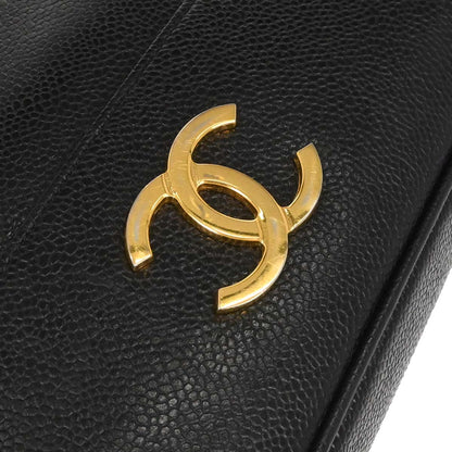 Chanel Black Caviar Skin Triple CC Shoulder Tote Bag