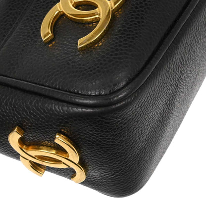 Chanel Black Caviar Skin Triple CC Shoulder Tote Bag