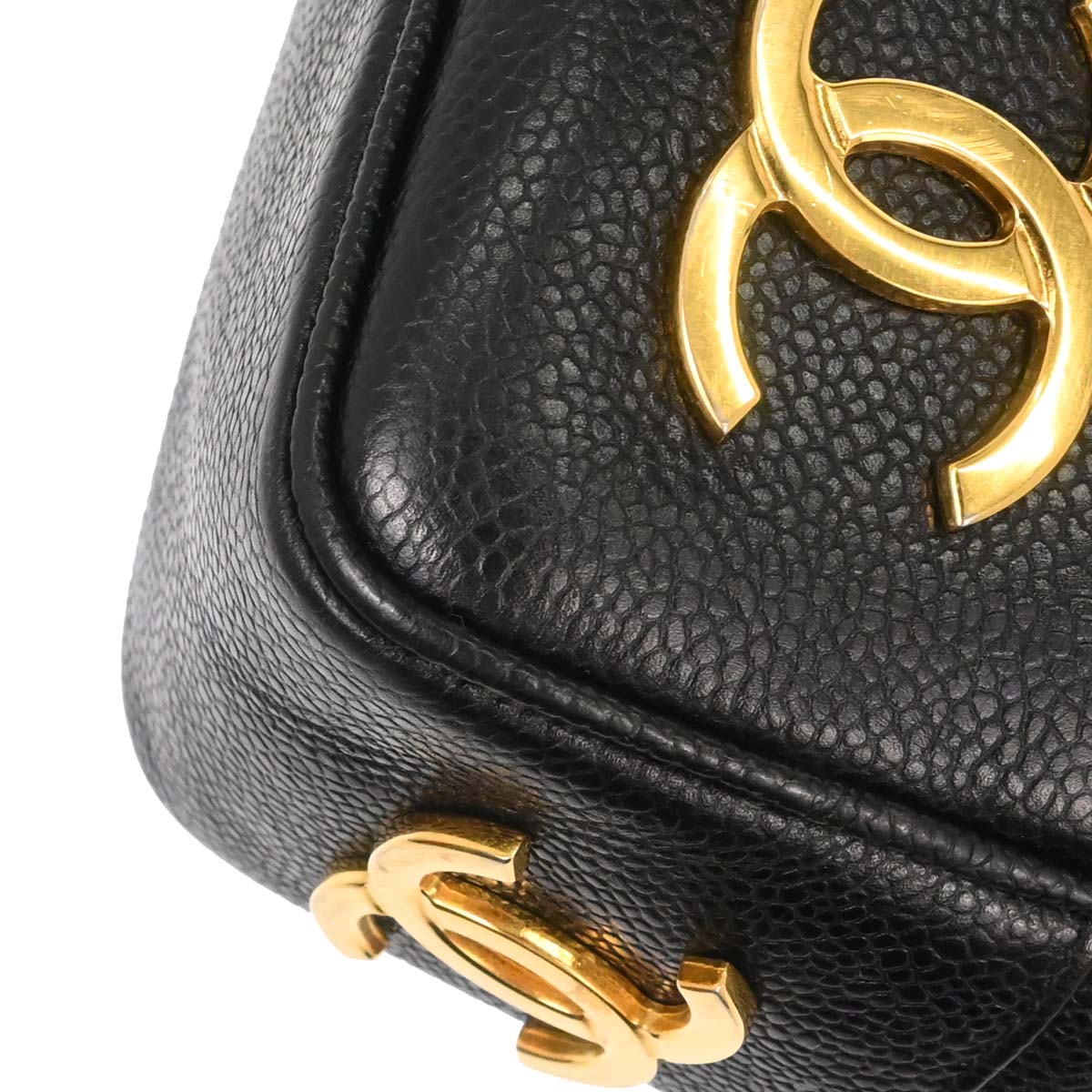Chanel Black Caviar Skin Triple CC Shoulder Tote Bag
