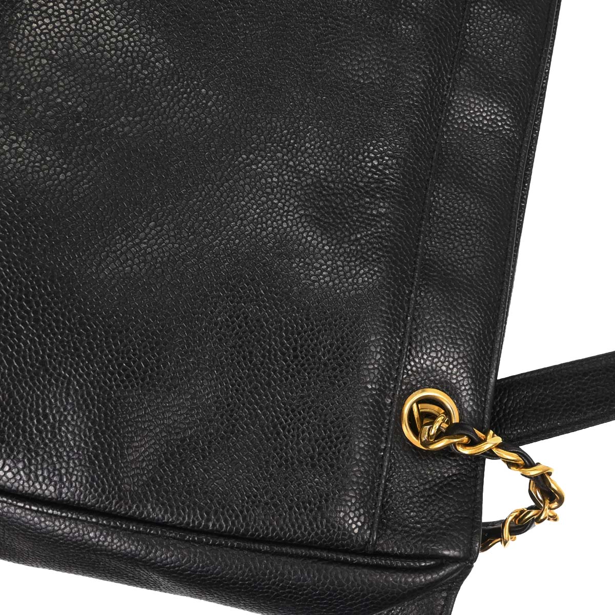 Chanel Black Caviar Skin Triple CC Shoulder Tote Bag