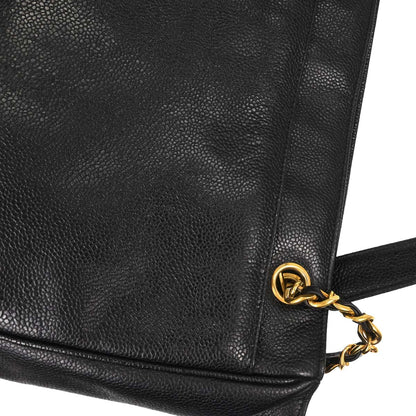 Chanel Black Caviar Skin Triple CC Shoulder Tote Bag