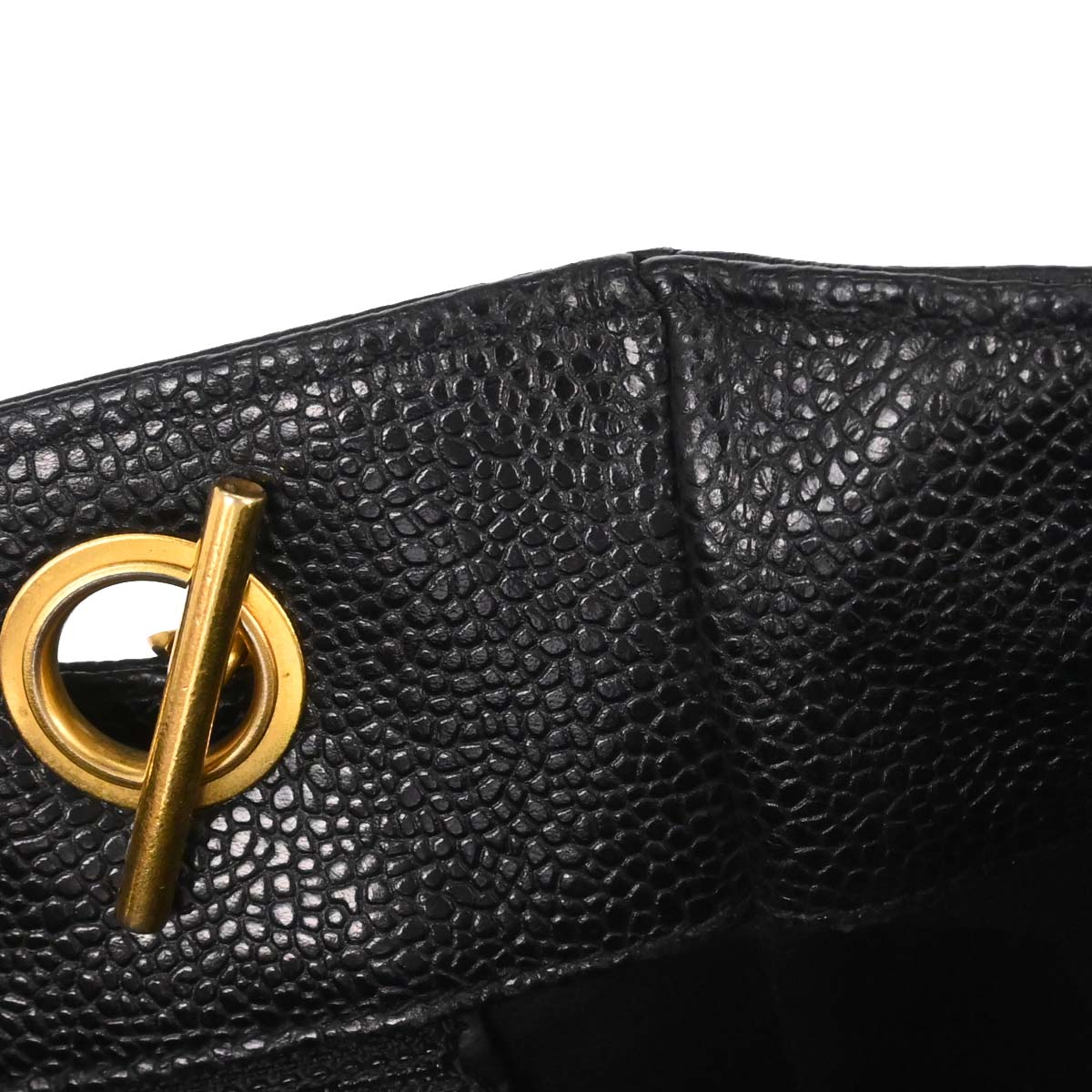 Chanel Black Caviar Skin Triple CC Shoulder Tote Bag