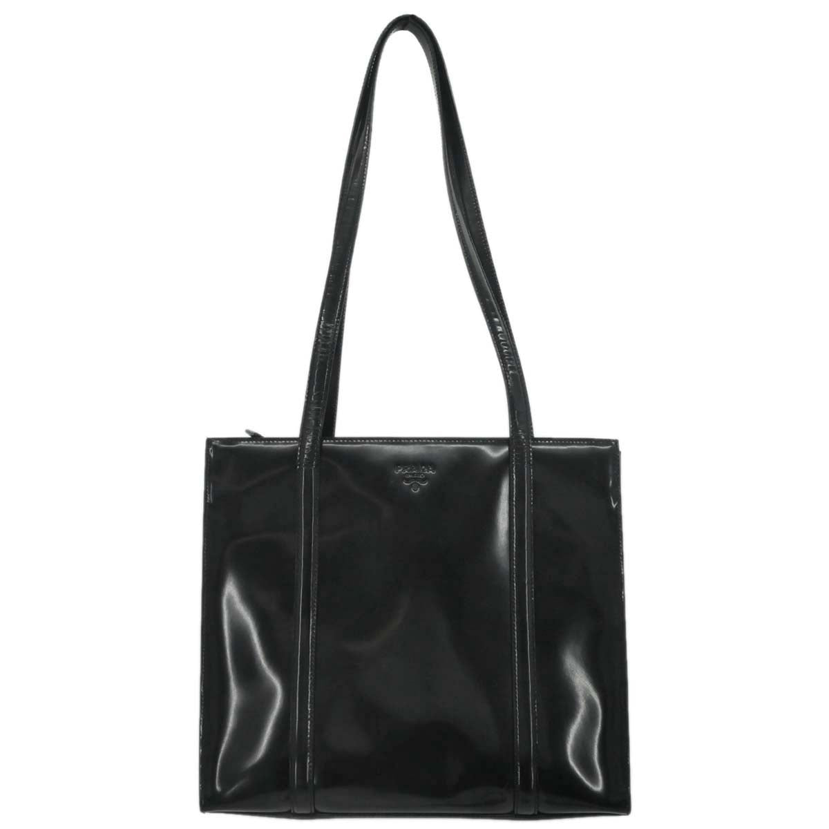 Prada Black Patent Leather Tote Shoulder Bag