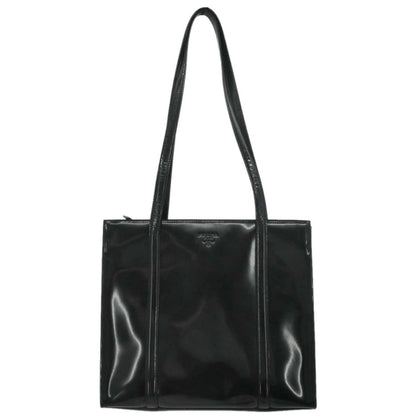 Prada Black Patent Leather Tote Shoulder Bag