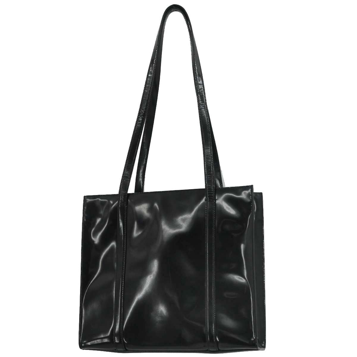 Prada Black Patent Leather Tote Shoulder Bag