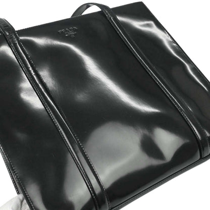 Prada Black Patent Leather Tote Shoulder Bag