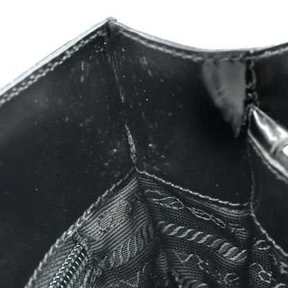 Prada Black Patent Leather Tote Shoulder Bag