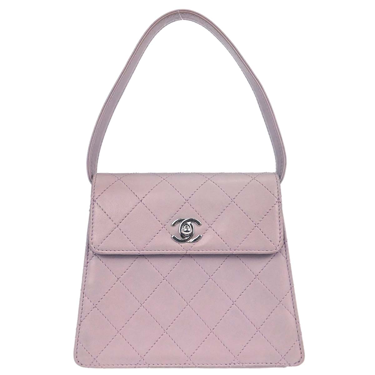 Chanel 1997-1999 Light Pink Lambskin Straight Flap Handbag