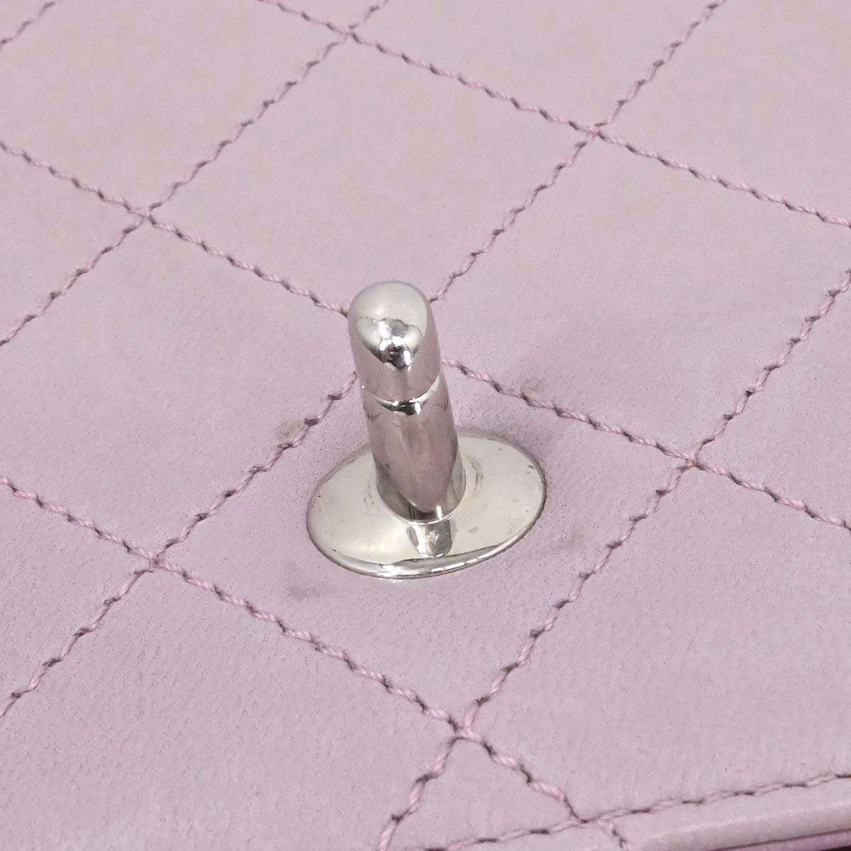 Chanel 1997-1999 Light Pink Lambskin Straight Flap Handbag