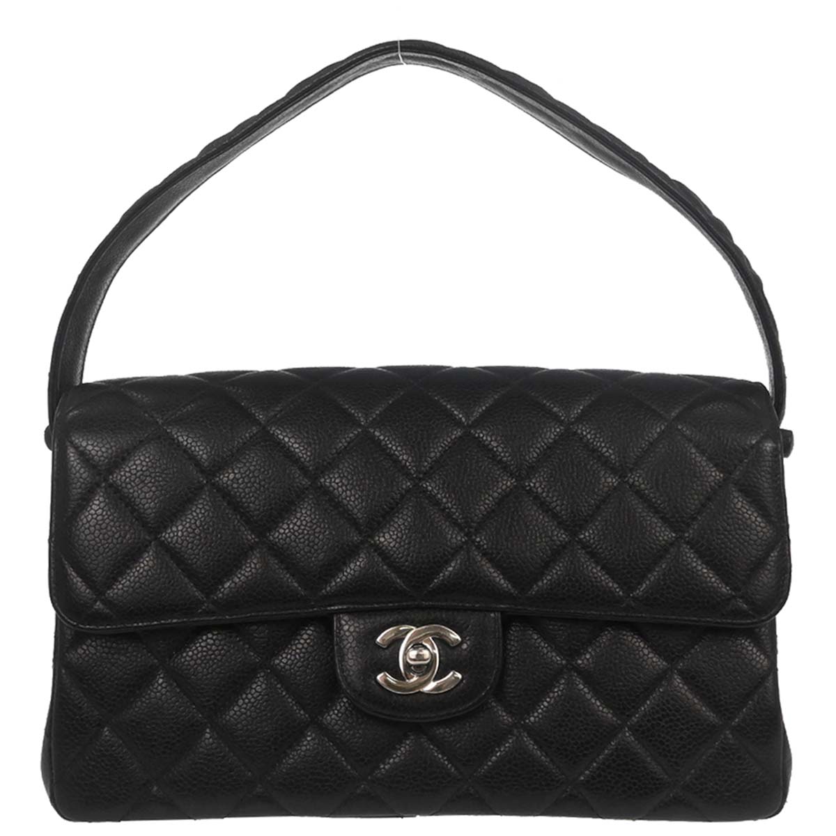 Chanel 1996-1997 Black Caviar Skin Double Sided Flap Medium Handbag