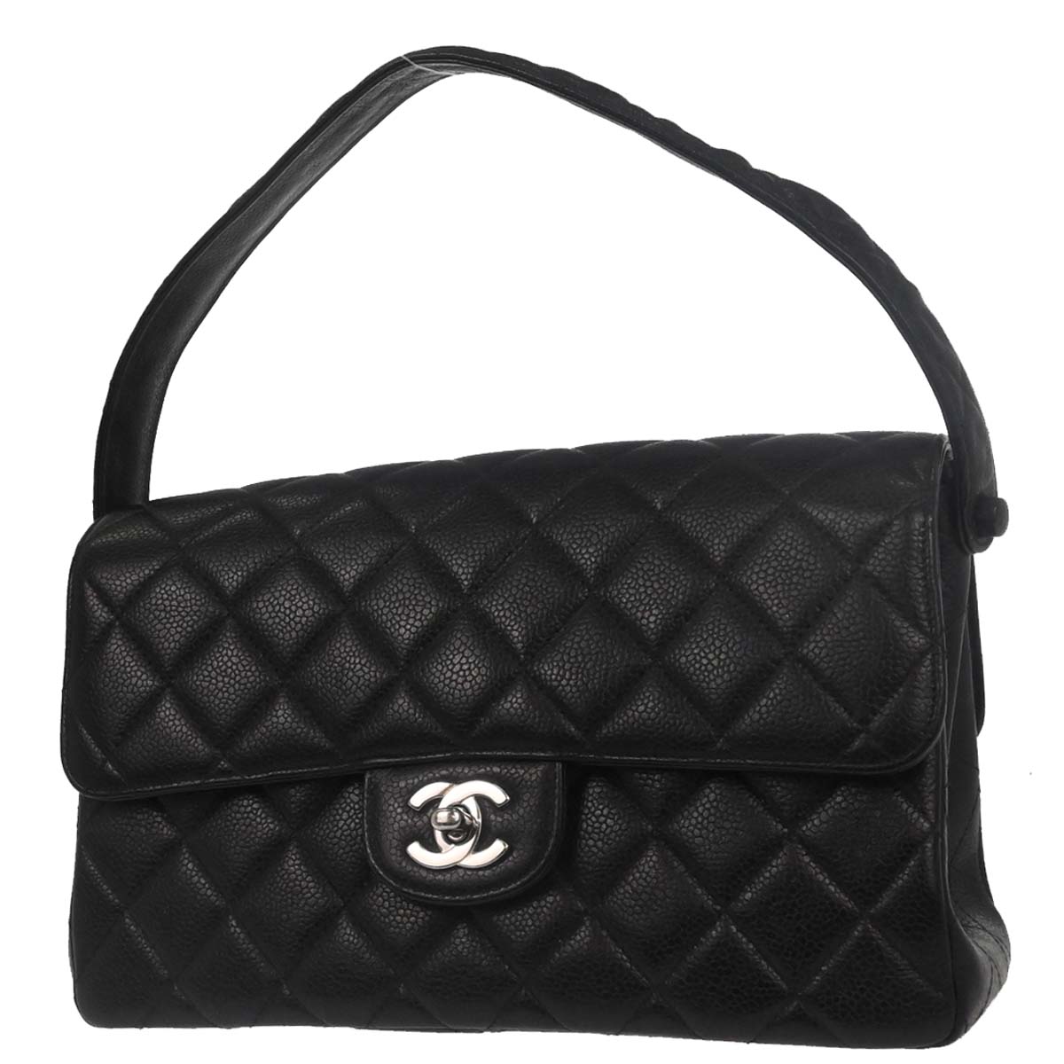 Chanel 1996-1997 Black Caviar Skin Double Sided Flap Medium Handbag