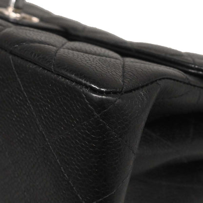 Chanel 1996-1997 Black Caviar Skin Double Sided Flap Medium Handbag