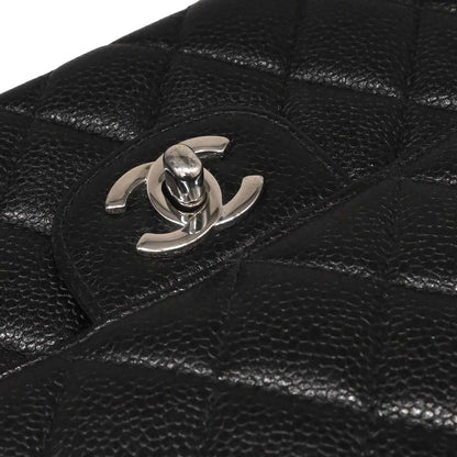 Chanel 1996-1997 Black Caviar Skin Double Sided Flap Medium Handbag