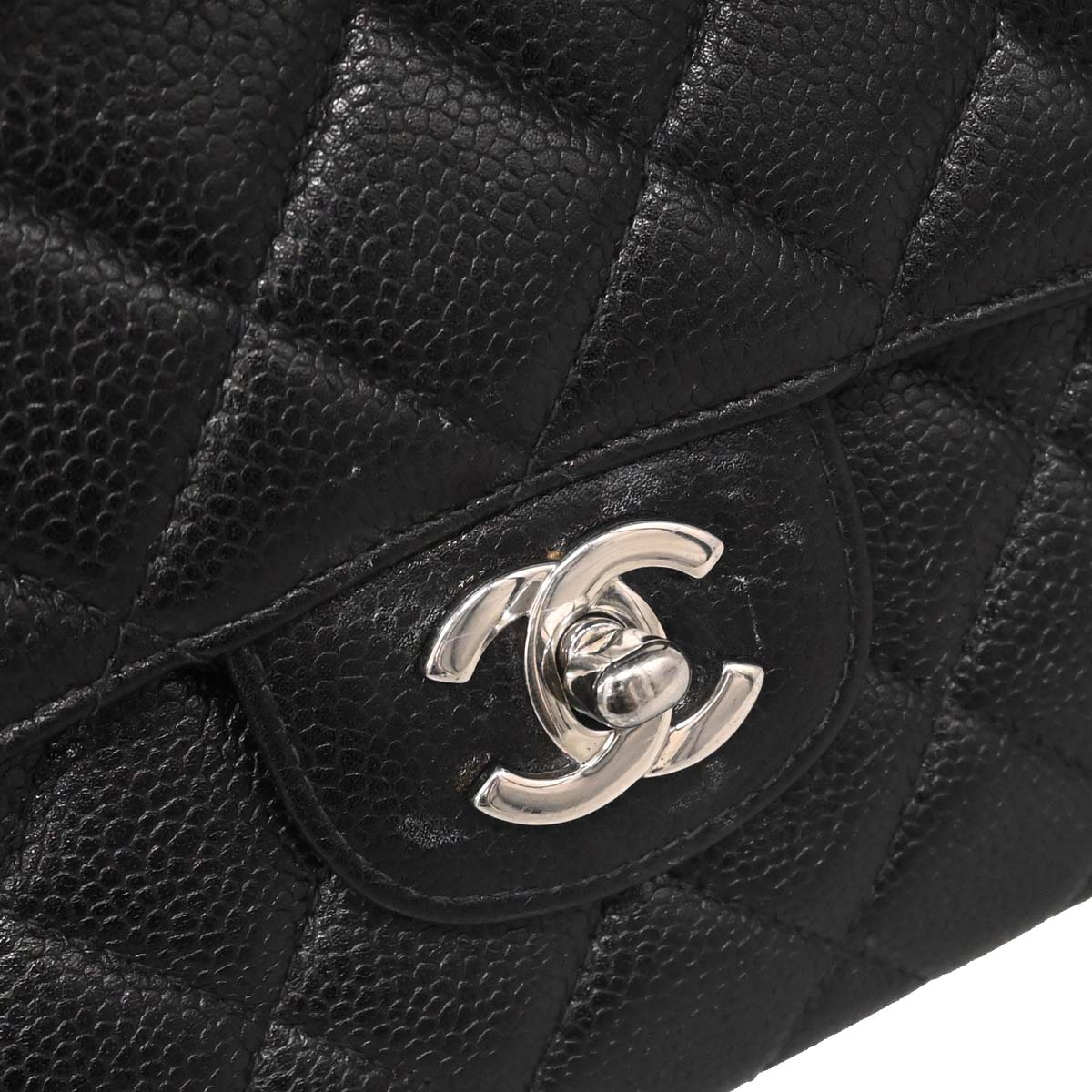 Chanel 1996-1997 Black Caviar Skin Double Sided Flap Medium Handbag
