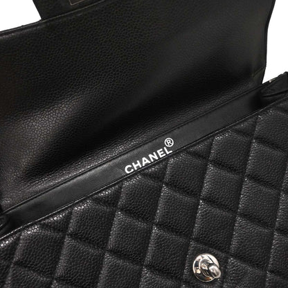 Chanel 1996-1997 Black Caviar Skin Double Sided Flap Medium Handbag