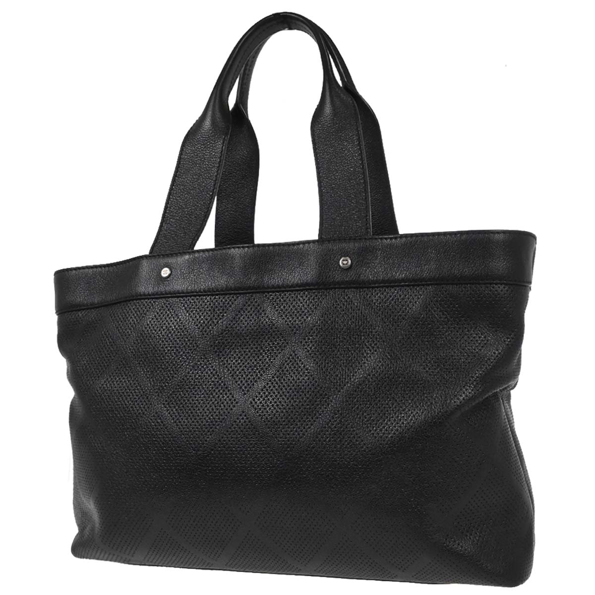 Chanel Black Perforated Calfskin Mesh Tote Handbag