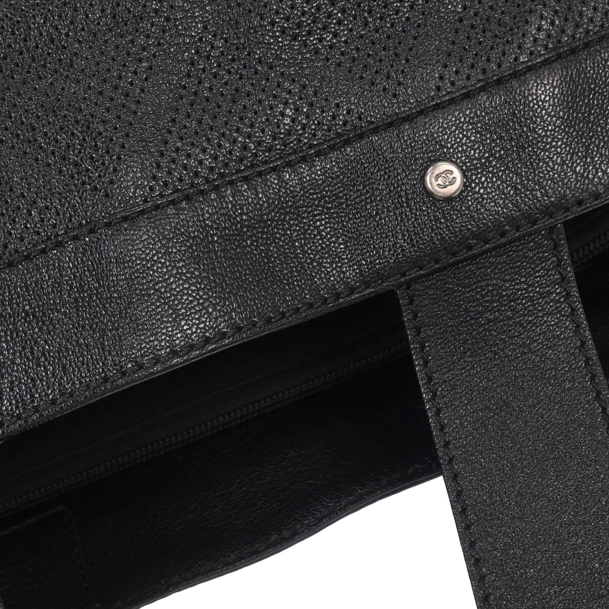 Chanel Black Perforated Calfskin Mesh Tote Handbag