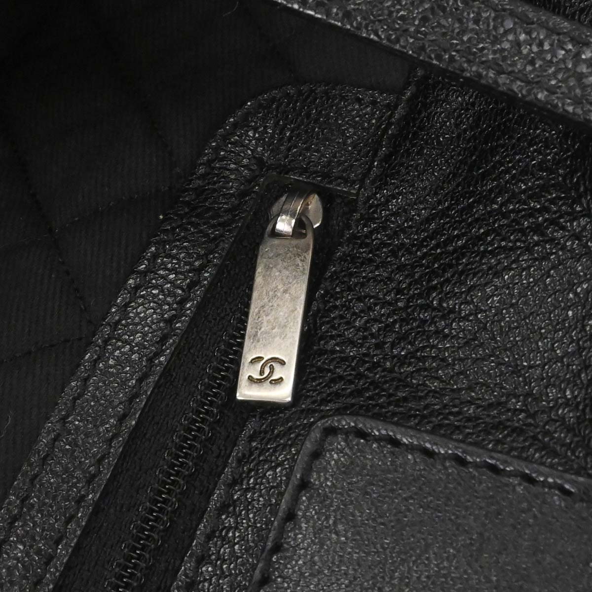 Chanel Black Perforated Calfskin Mesh Tote Handbag