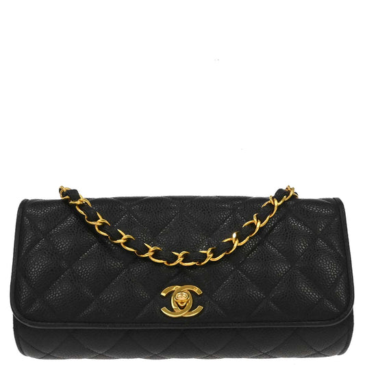 Chanel 1994-1996 Black Caviar Skin Shoulder Bag