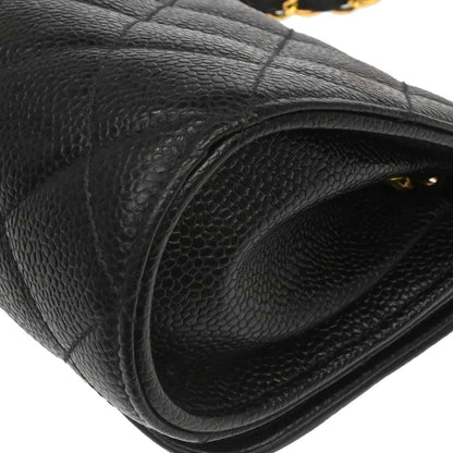 Chanel 1994-1996 Black Caviar Skin Shoulder Bag