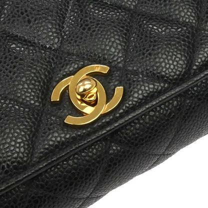 Chanel 1994-1996 Black Caviar Skin Shoulder Bag