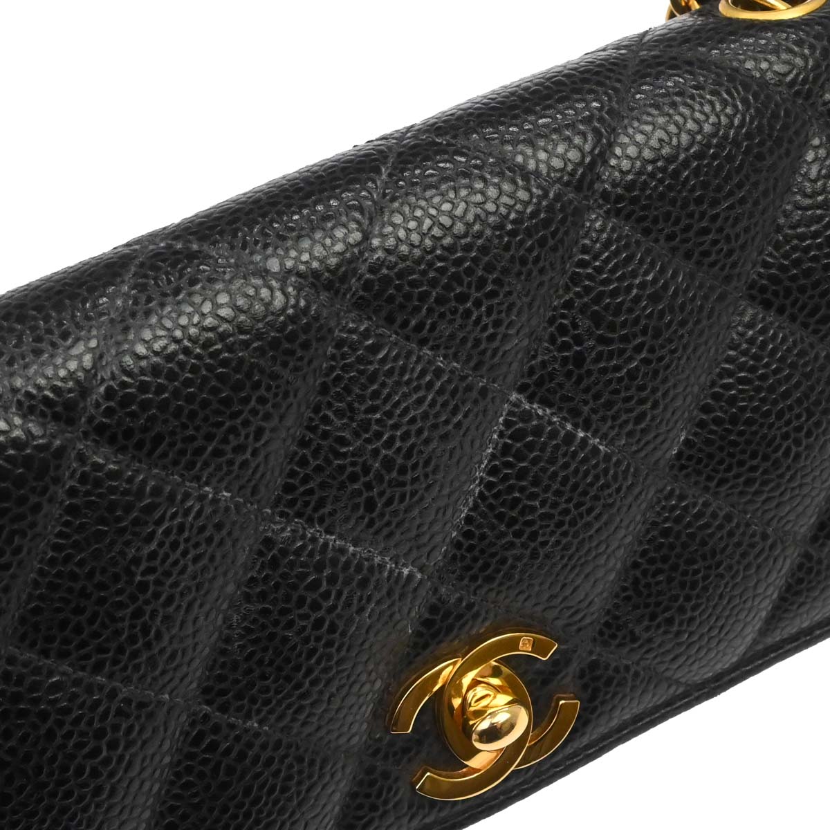 Chanel 1994-1996 Black Caviar Skin Shoulder Bag
