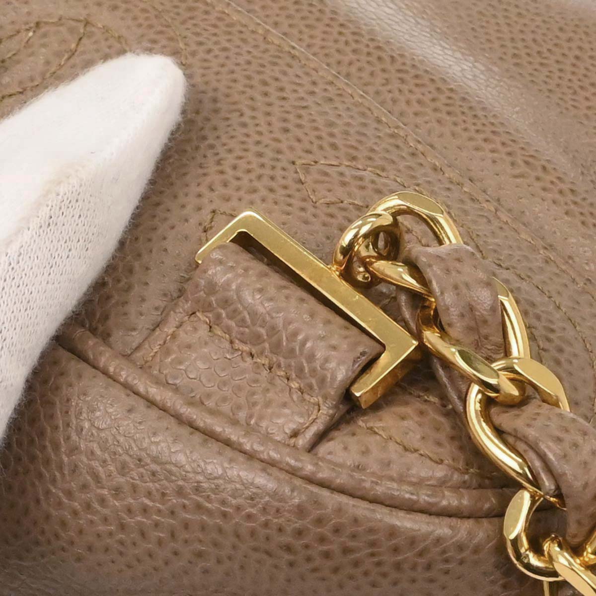 Chanel 1996-1997 Beige Caviar Skin Triple CC Backpack