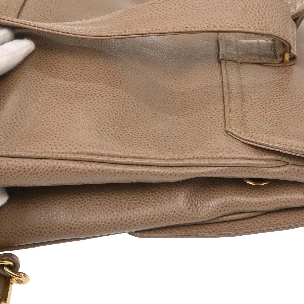 Chanel 1996-1997 Beige Caviar Skin Triple CC Backpack