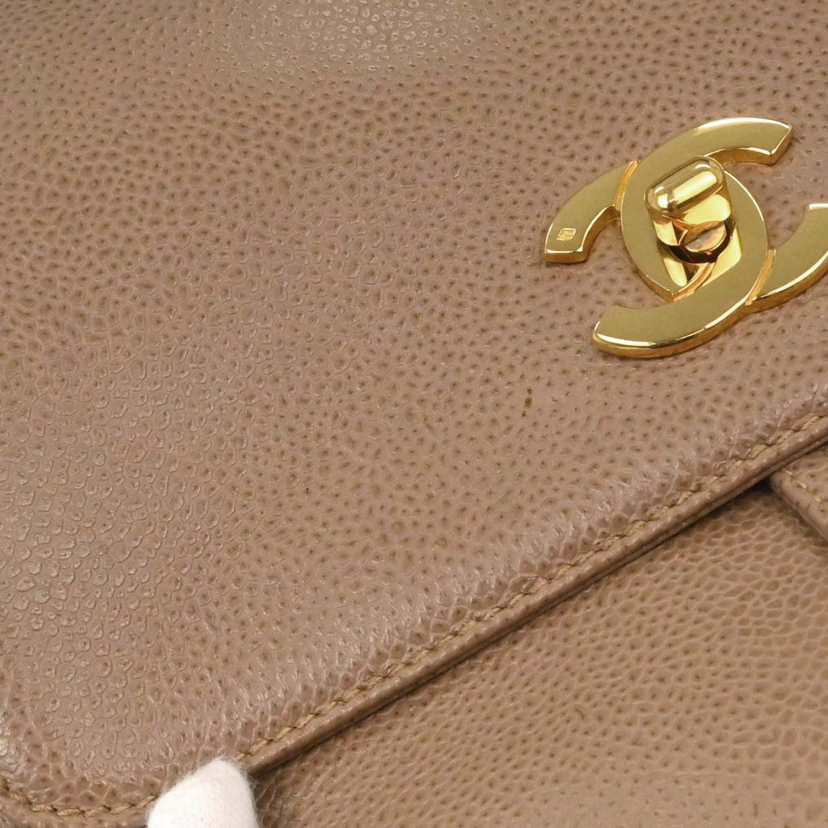 Chanel 1996-1997 Beige Caviar Skin Triple CC Backpack