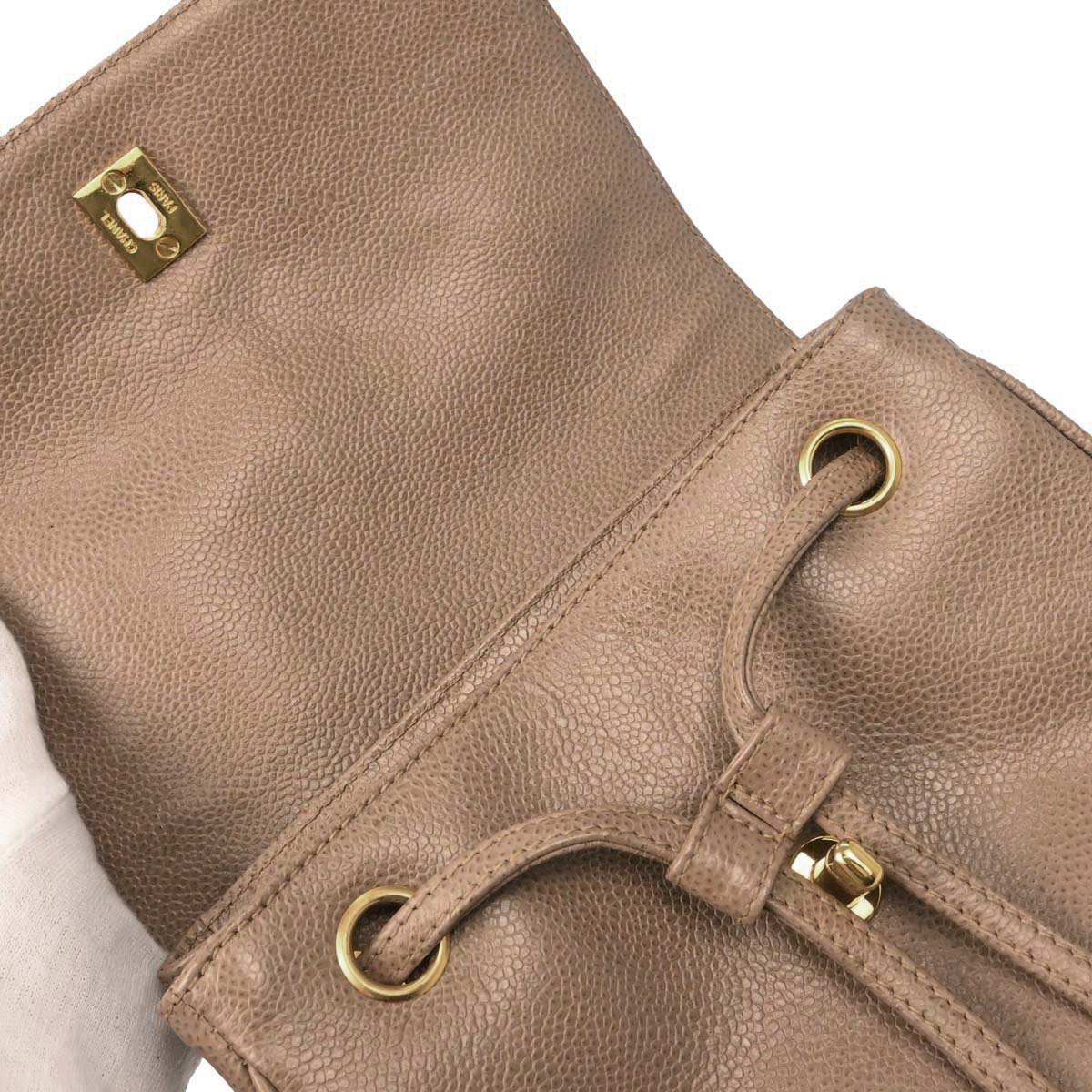 Chanel 1996-1997 Beige Caviar Skin Triple CC Backpack