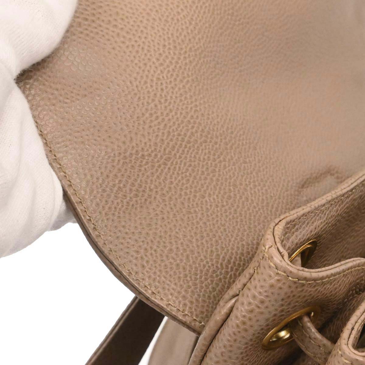 Chanel 1996-1997 Beige Caviar Skin Triple CC Backpack