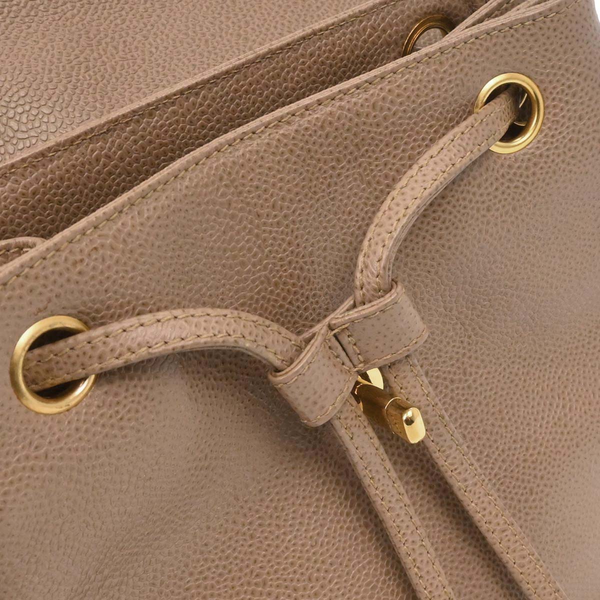 Chanel 1996-1997 Beige Caviar Skin Triple CC Backpack