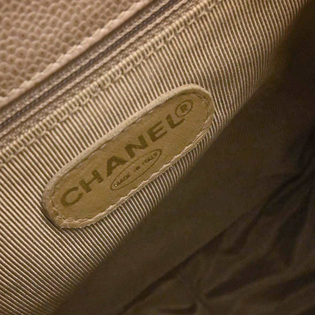 Chanel 1996-1997 Beige Caviar Skin Triple CC Backpack