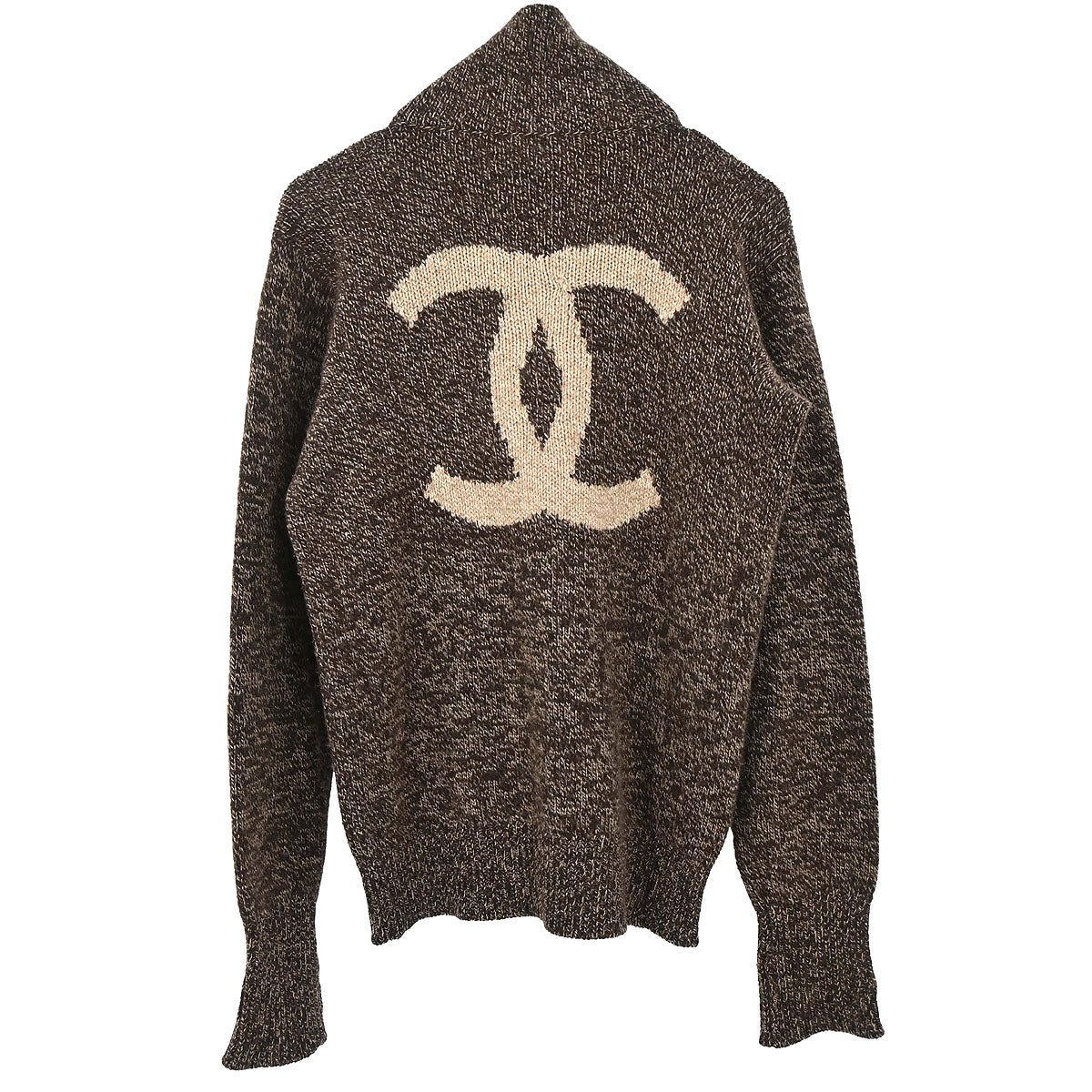 Chanel Brown Zip Knit Sweater Cashmere