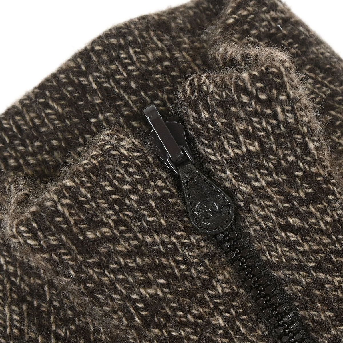 Chanel Brown Zip Knit Sweater Cashmere