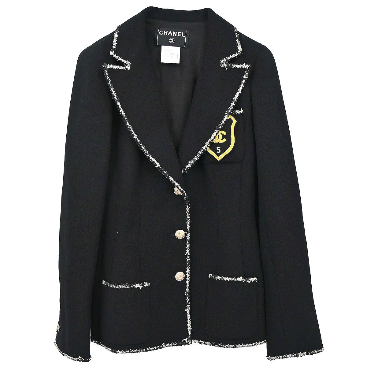Chanel 2005 Black Emblem Single Breasted Jacket #36