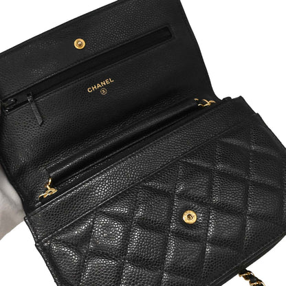 Chanel Black Caviar Classic WOC Wallet on Chain Bag