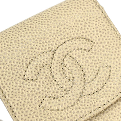 Chanel 2000-2002 Ivory Caviar Skin Cigarette Case Small Good