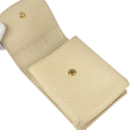 Chanel 2000-2002 Ivory Caviar Skin Cigarette Case Small Good
