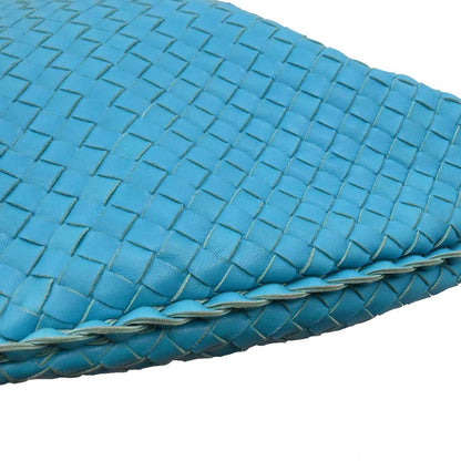 Bottega Veneta Blue Lambskin Intrecciato Hobo Handbag