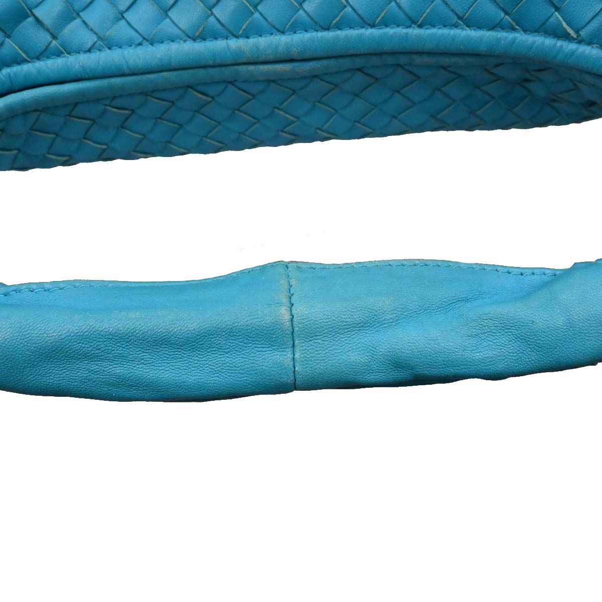 Bottega Veneta Blue Lambskin Intrecciato Hobo Handbag