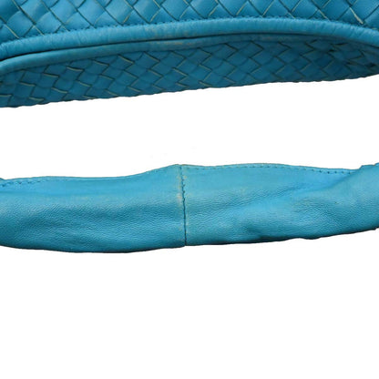Bottega Veneta Blue Lambskin Intrecciato Hobo Handbag