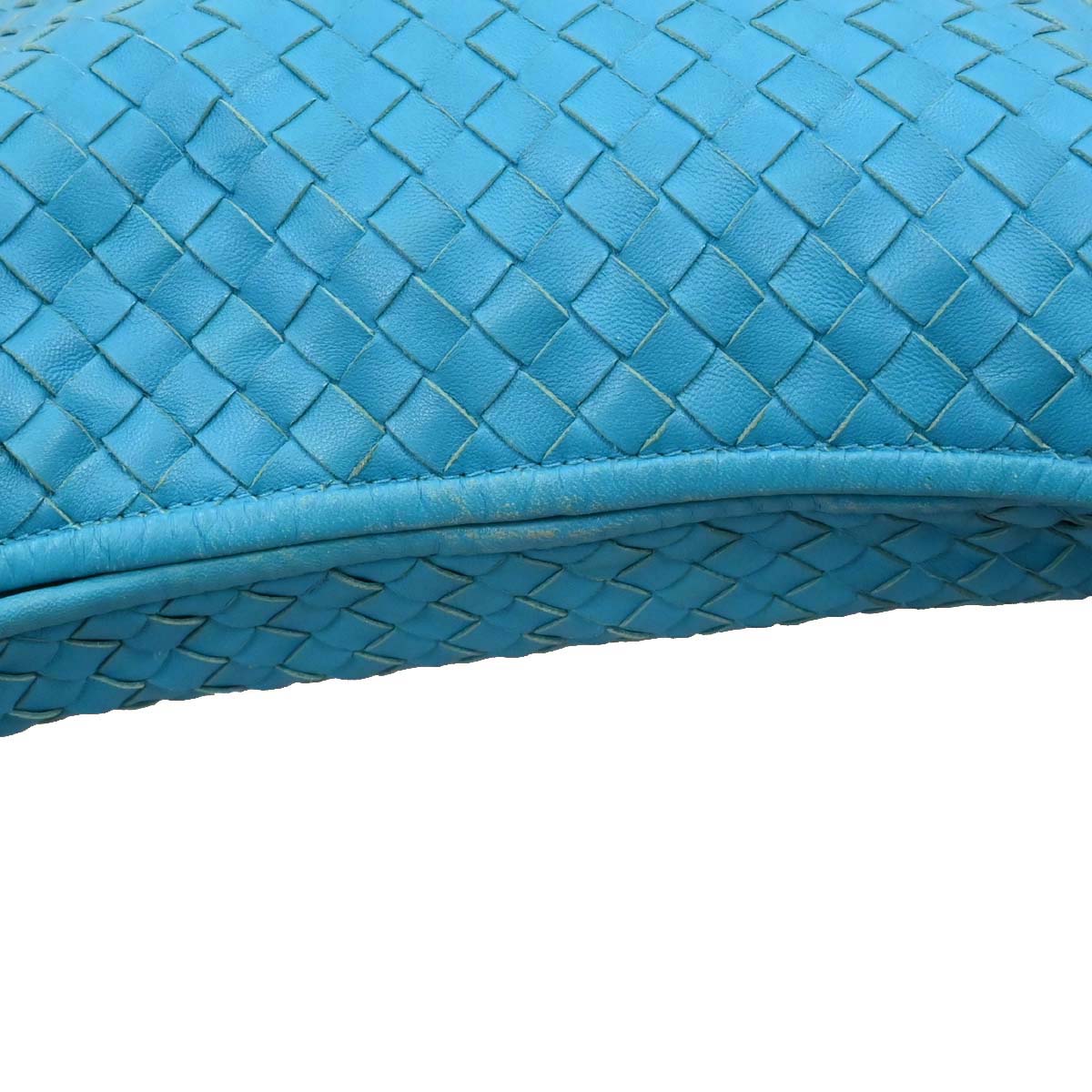 Bottega Veneta Blue Lambskin Intrecciato Hobo Handbag