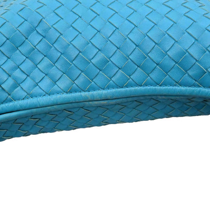 Bottega Veneta Blue Lambskin Intrecciato Hobo Handbag